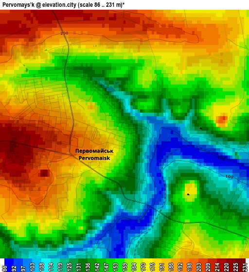 Pervomays’k elevation map