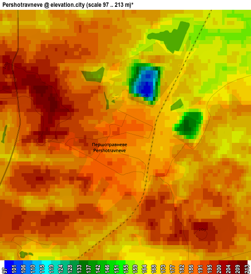 Pershotravneve elevation map