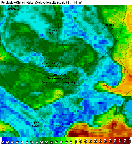 Pereiaslav-Khmelnytskyi elevation map