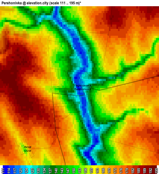 Perehonivka elevation map