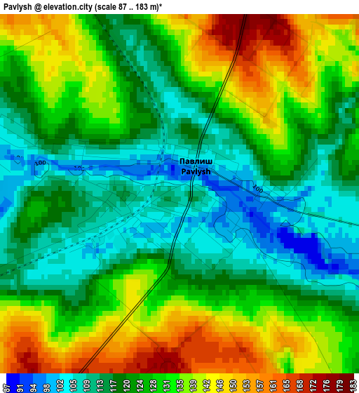 Pavlysh elevation map