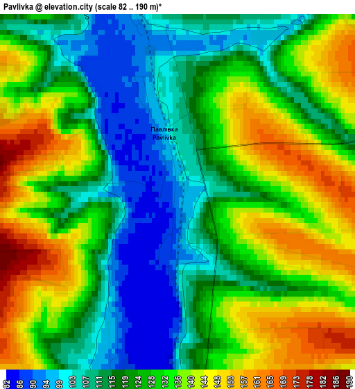 Pavlivka elevation map