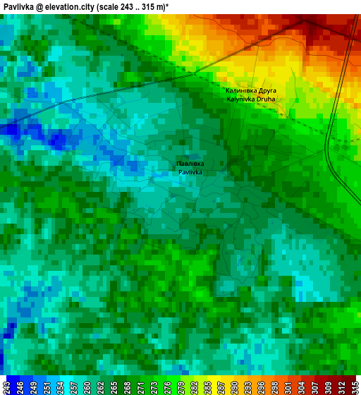 Pavlivka elevation map