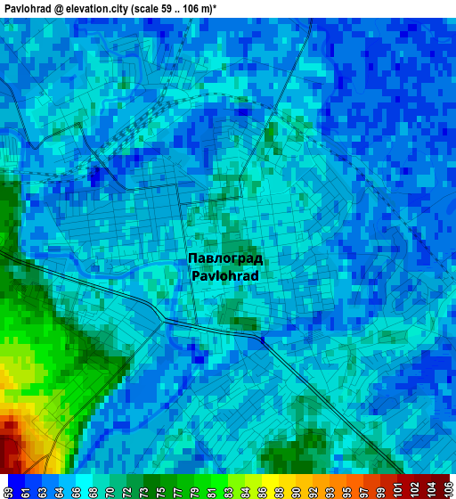 Pavlohrad elevation map