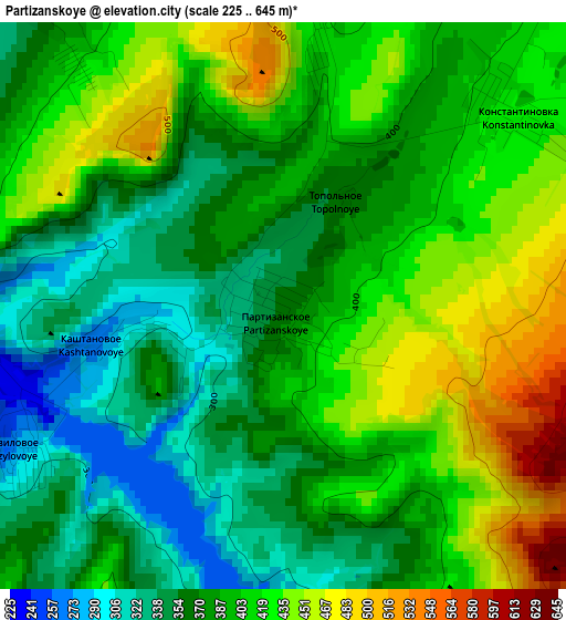 Partizanskoye elevation map