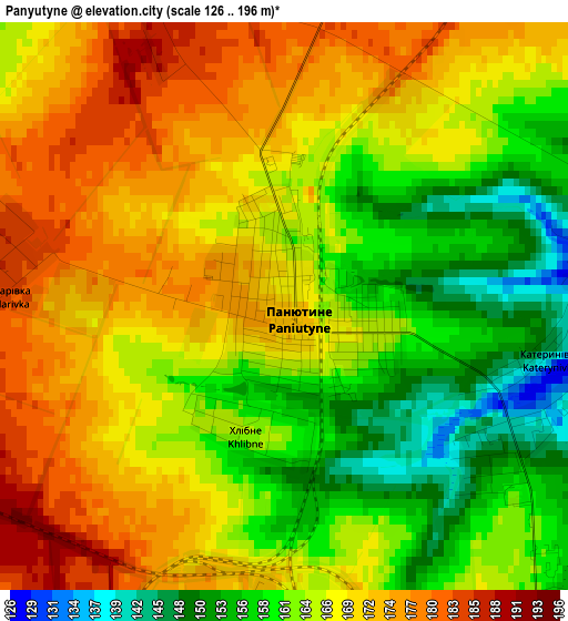 Panyutyne elevation map