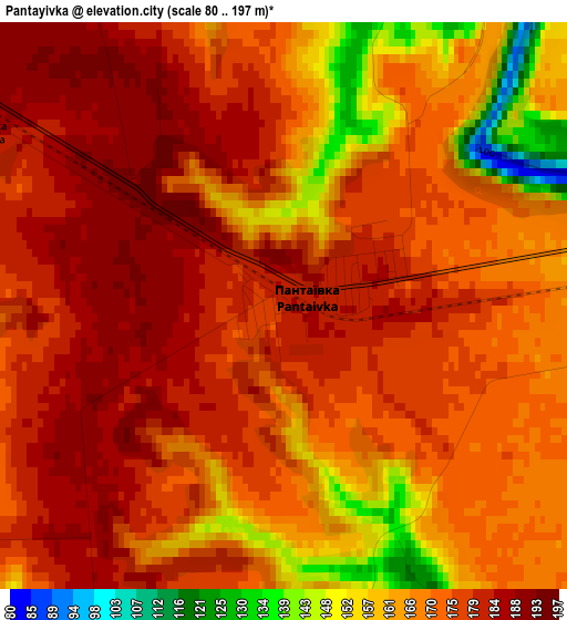 Pantayivka elevation map