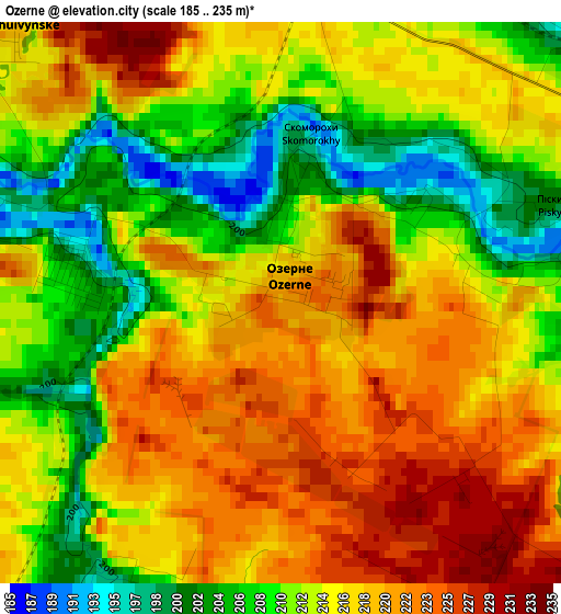 Ozerne elevation map