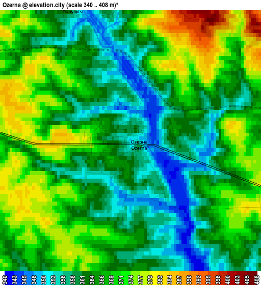 Ozerna elevation map