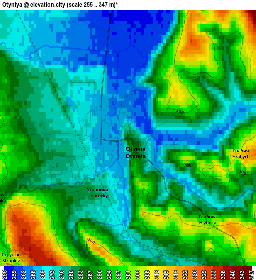 Otyniya elevation map