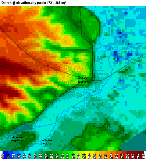 Ostroh elevation map