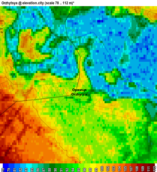 Orzhytsya elevation map