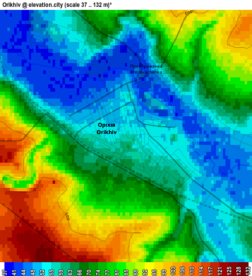 Orikhiv elevation map