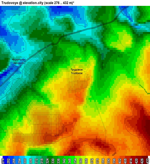 Trudovoye elevation map