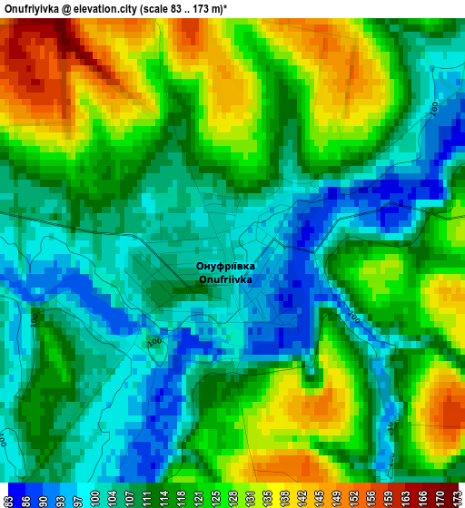 Onufriyivka elevation map