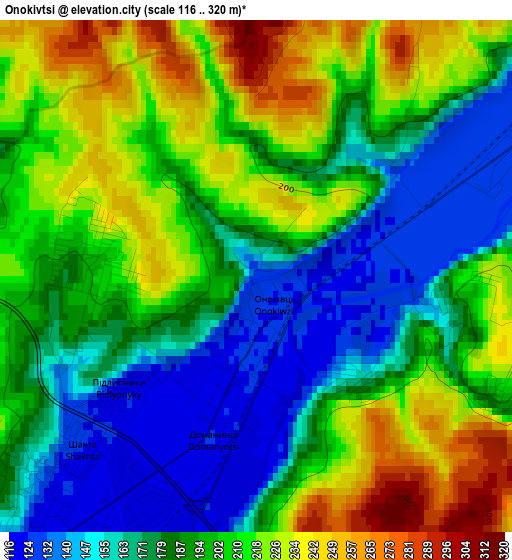 Onokivtsi elevation map