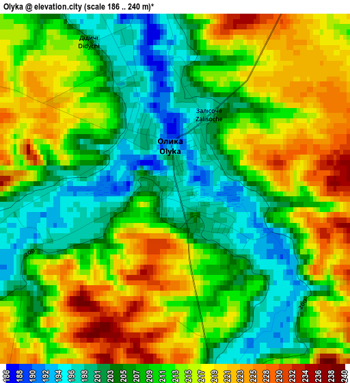 Olyka elevation map