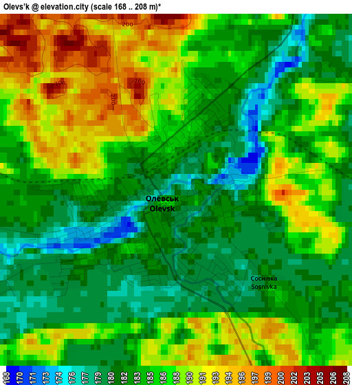 Olevs’k elevation map