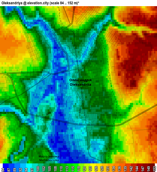 Oleksandriya elevation map