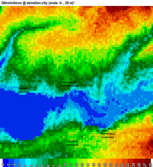 Okhotnikovo elevation map