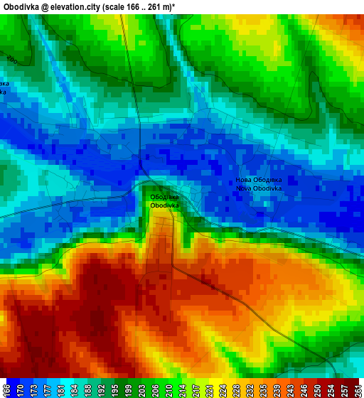 Obodivka elevation map