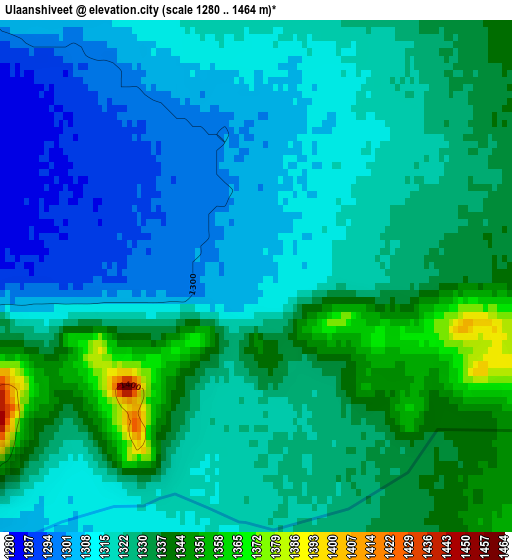 Ulaanshiveet elevation map