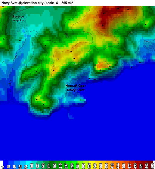 Novy Svet elevation map