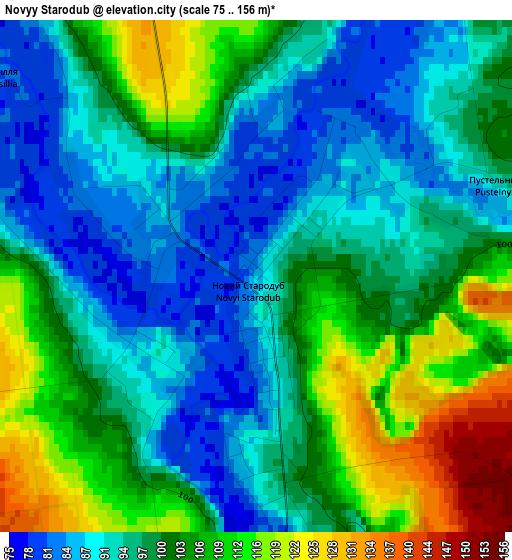 Novyy Starodub elevation map