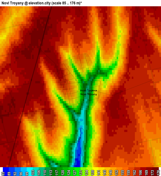 Novi Troyany elevation map