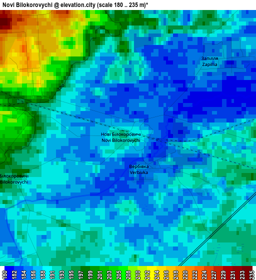 Novi Bilokorovychi elevation map