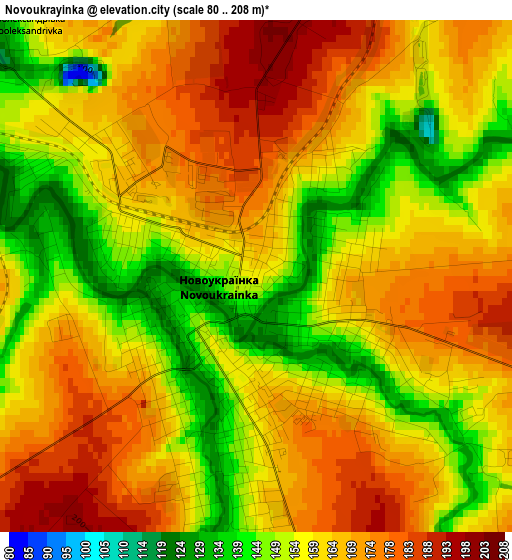 Novoukrayinka elevation map