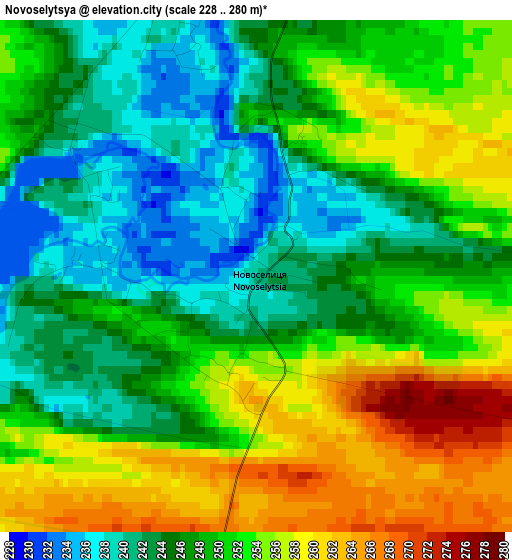 Novoselytsya elevation map