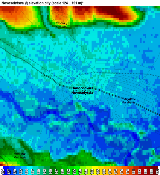 Novoselytsya elevation map