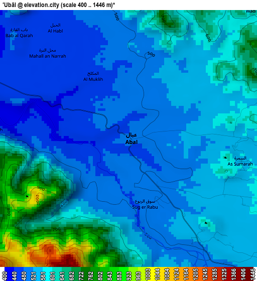 ‘Ubāl elevation map