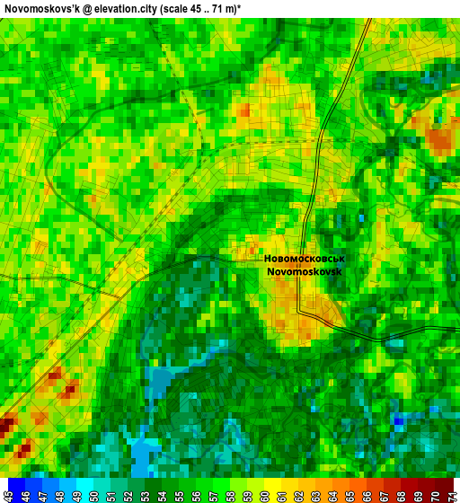 Novomoskovs’k elevation map