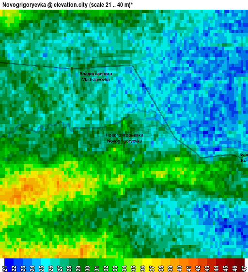 Novogrigoryevka elevation map