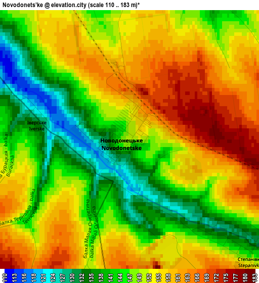 Novodonets’ke elevation map