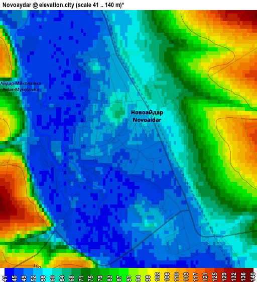 Novoaydar elevation map