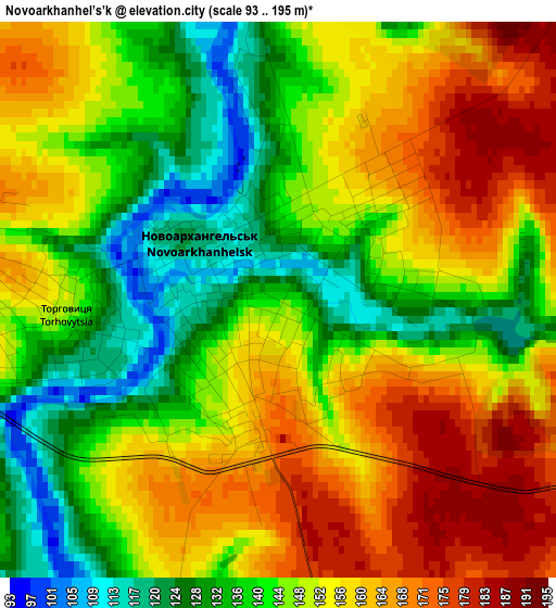 Novoarkhanhel’s’k elevation map