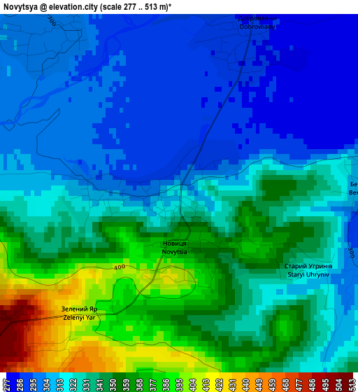 Novytsya elevation map