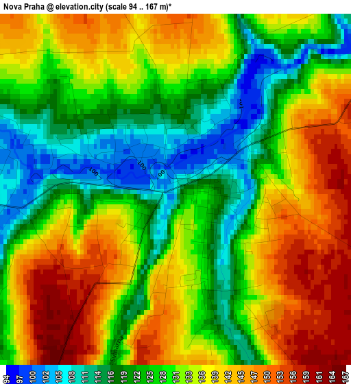 Nova Praha elevation map