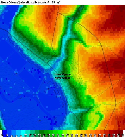 Nova Odesa elevation map