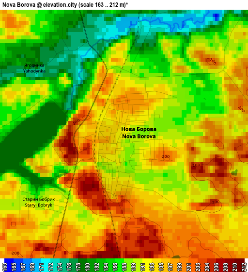 Nova Borova elevation map