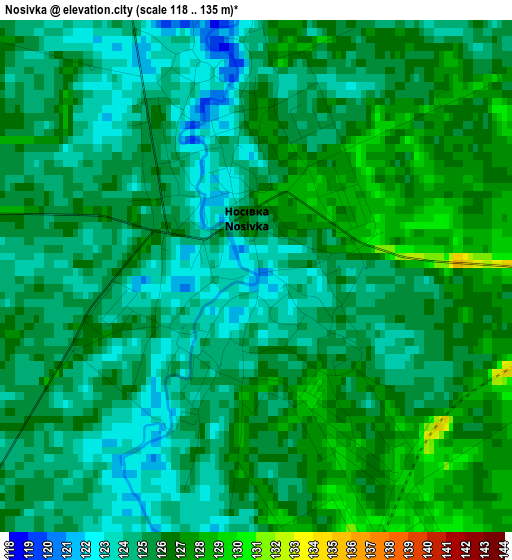 Nosivka elevation map