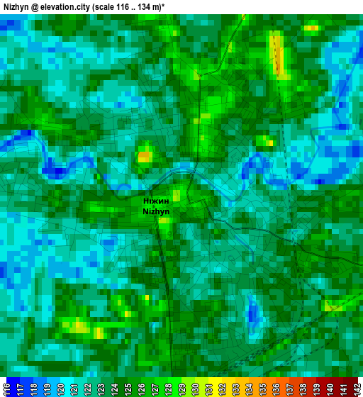 Nizhyn elevation map