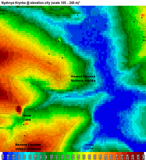 Nyzhnya Krynka elevation map