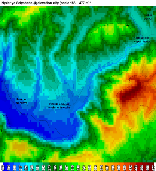 Nyzhnye Selyshche elevation map