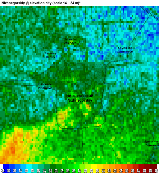 Nizhnegorskiy elevation map