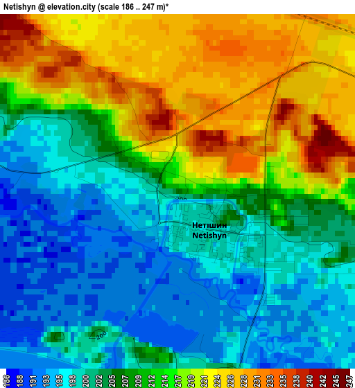 Netishyn elevation map