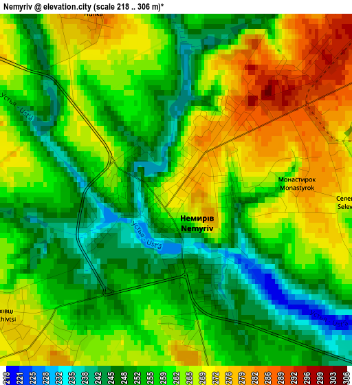 Nemyriv elevation map